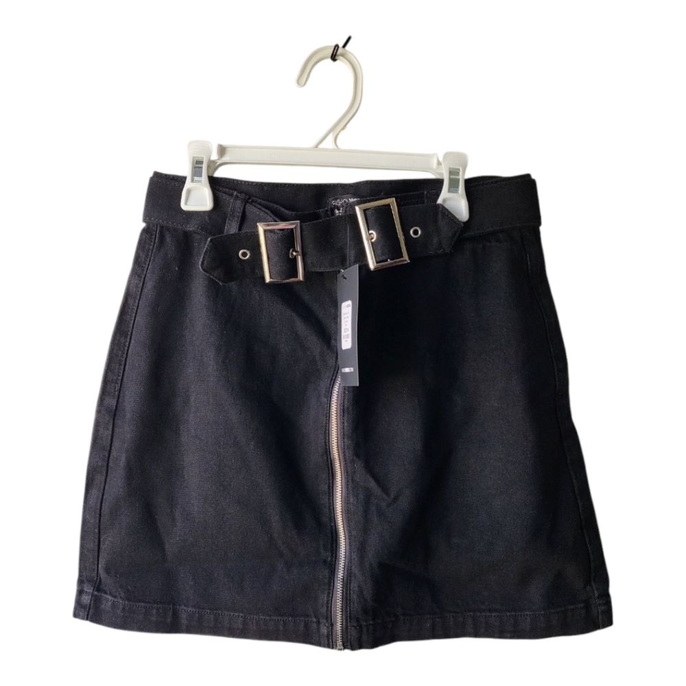 Fashion Nova‎ Black Mini Denim Skirt With Belt Size M New